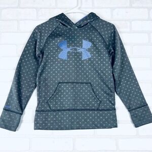 Under Armour Hoodie Gray Polka Dot Logo Thumb Hole Pullover‎ - Youth Medium